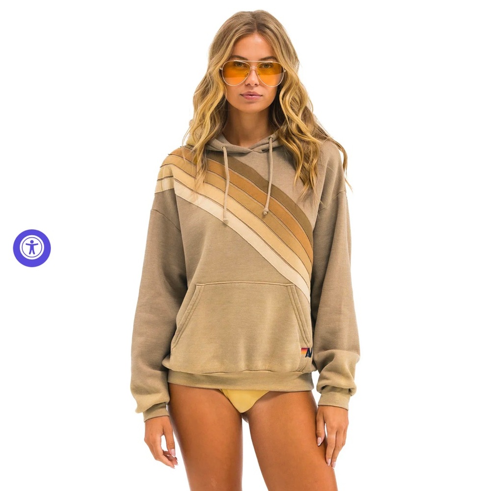 Aviator Nation Cross Stripe Relaxed Pullover Hoodie